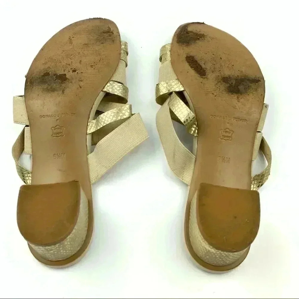 Donald j Pliner sandals 9.5 gold metallic leather - Picture 6 of 12